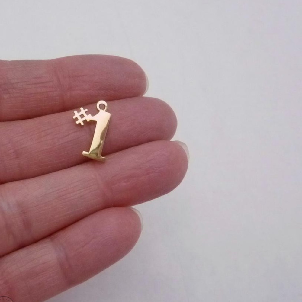 #1 "Number One" Charm by CELLINI Sterling Silver Gold Vermeil Pendant Bracelet